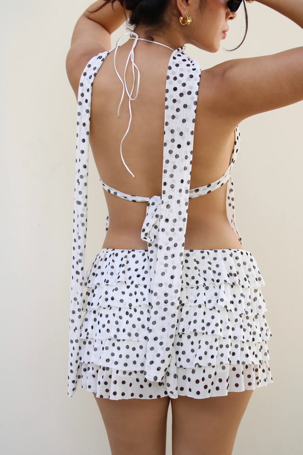 Falda Short Polka Dots Blanca