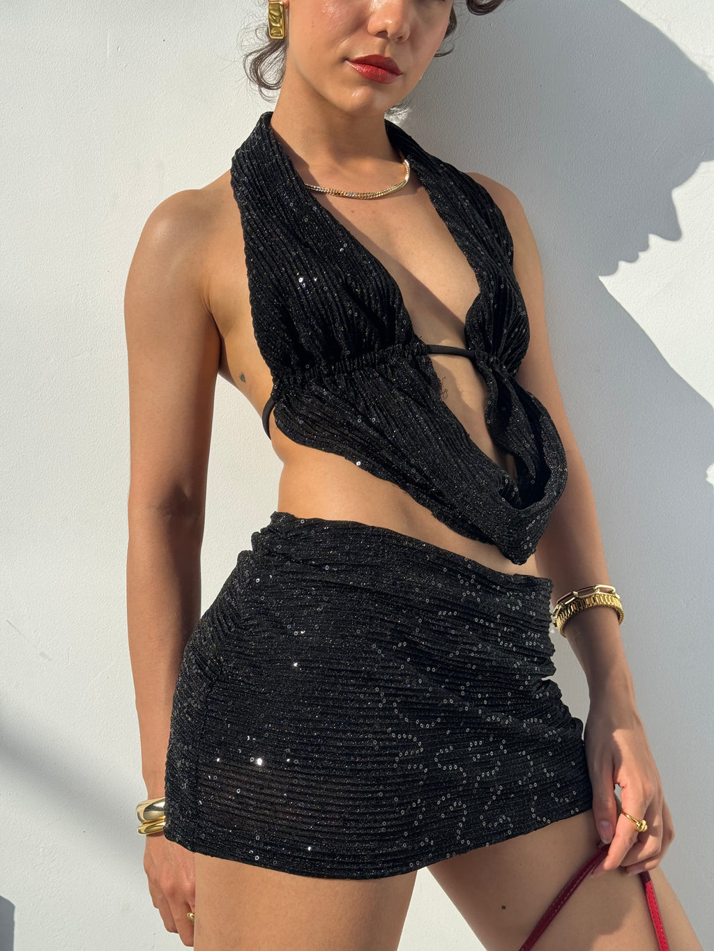 Mini Falda Short Shine Negra