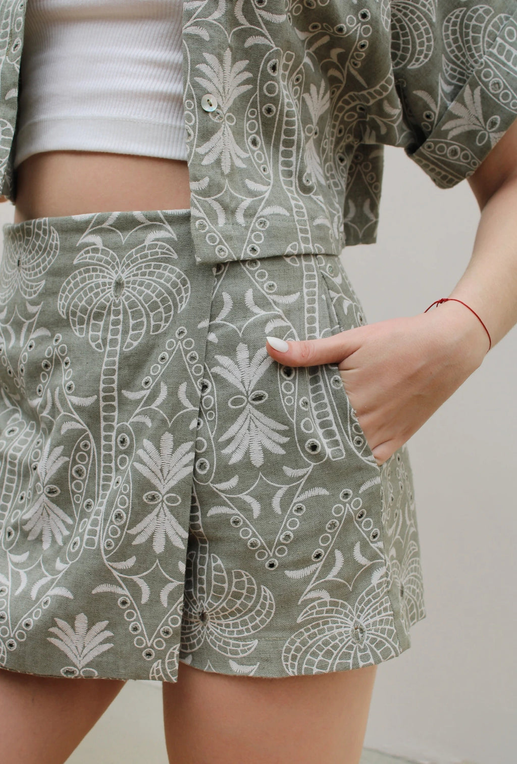 Falda Short Ojalillo Verde