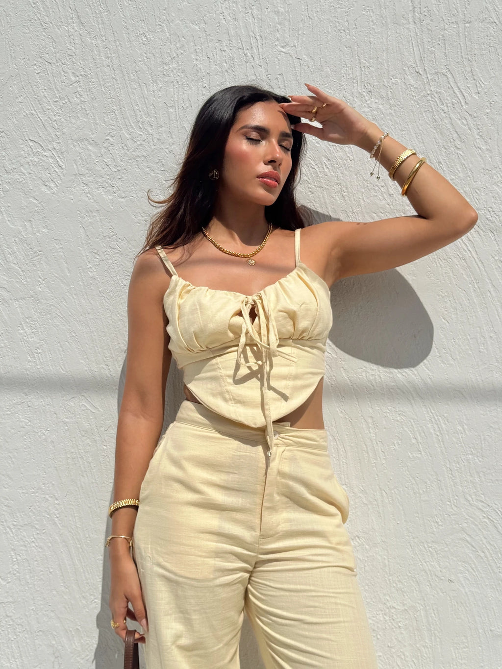 Blusa Lino Amarillo Pastel