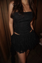 Falda Short Sirena Encaje Negra
