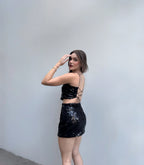 Crop Top Lentejuelas Negro