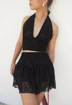 Falda Short Encaje Negra