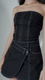 Corset Denim Strapple Negro