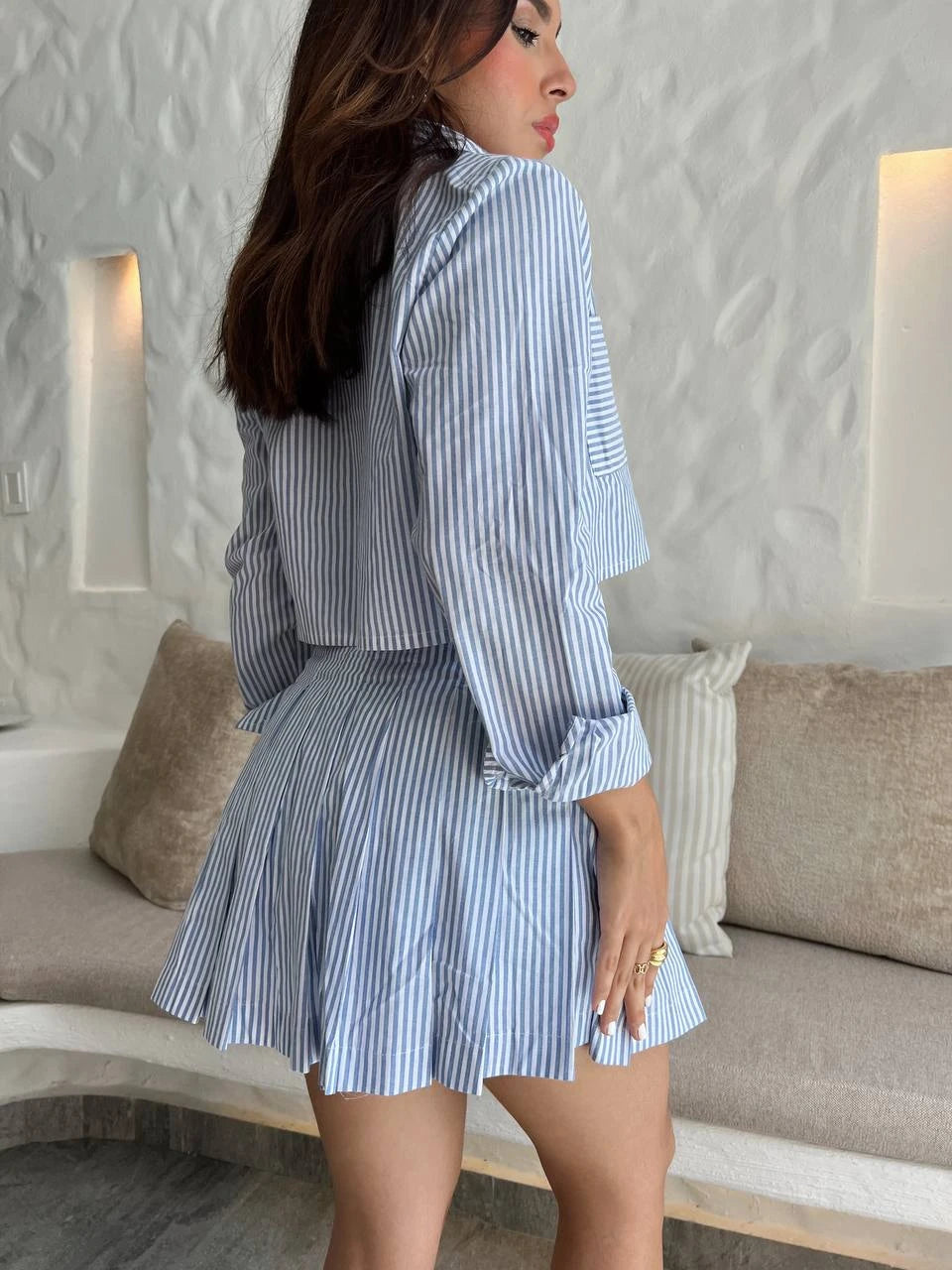 Falda Short Rayas Azul
