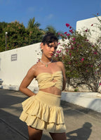 Falda Bolero Crunch Lino Amarillo