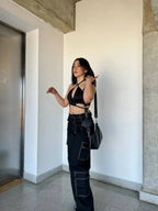 Crop Top Cruzado Negro