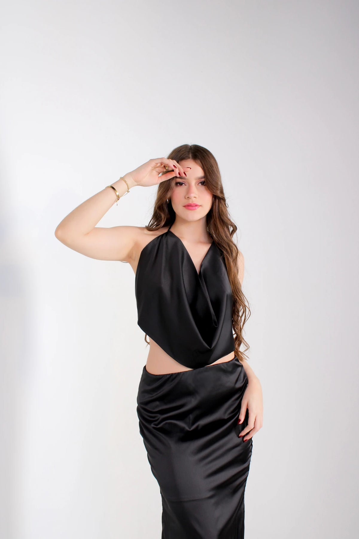 Falda Larga Seda Negra