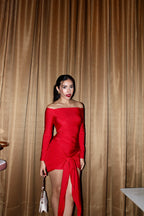 Vestido Destellos Bandeja Rojo
