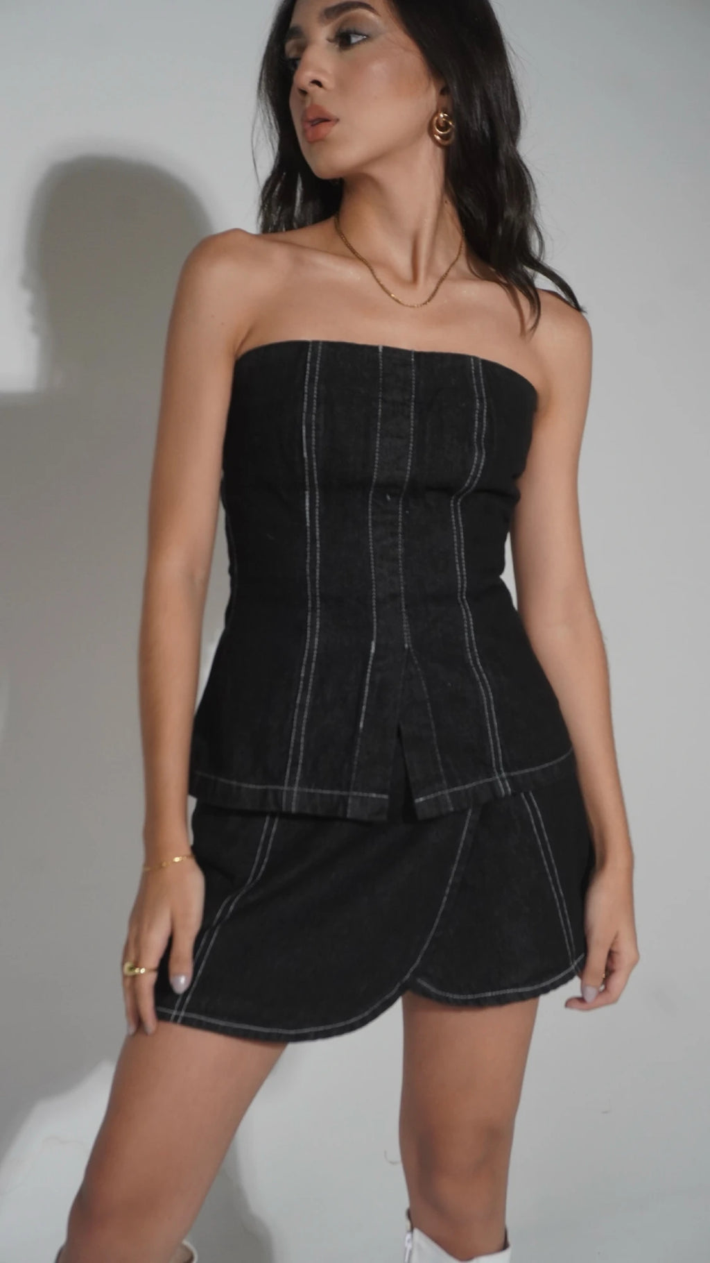 Falda Denim Cruzada Negra