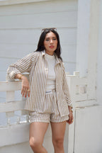 Short Lino Rayas Nude