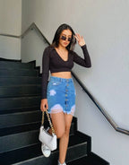 Falda Denim Botones